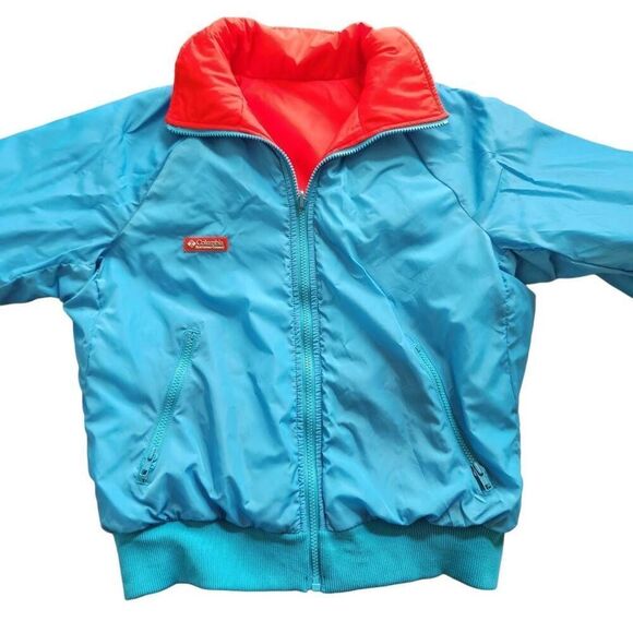 Columbia 90s retro Double layer reversible winter jacket hoodie puffer windbreak - Picture 4 of 13